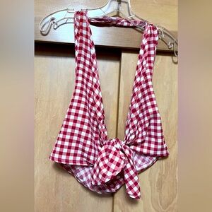 NWOT Shein 1x gingham cropped halter top with tie front